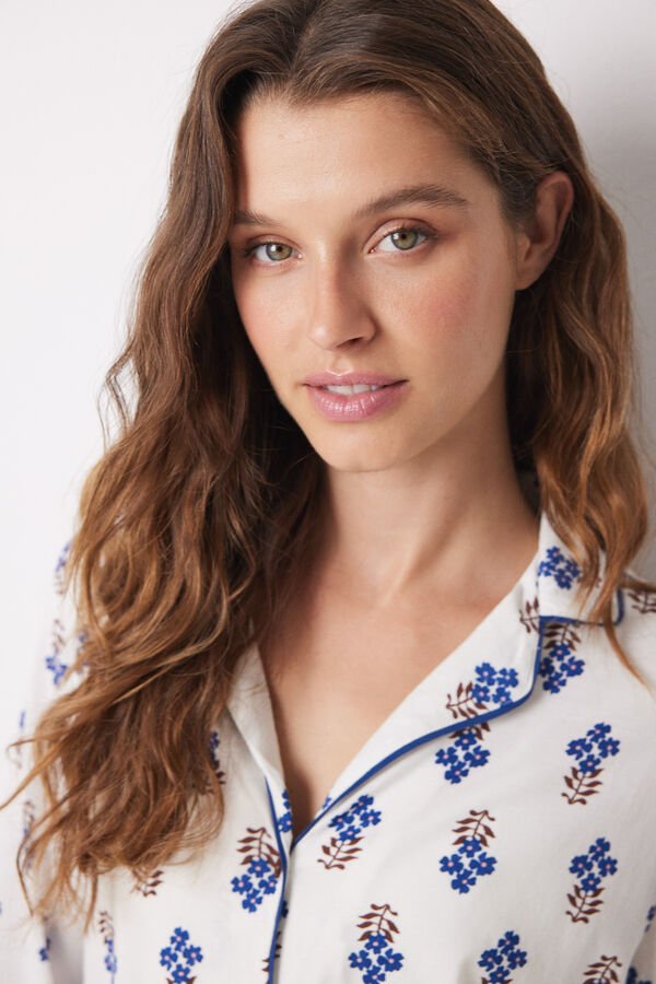 Women'secret Pijama camisero largo 100% algod&oacute;n flores estampado