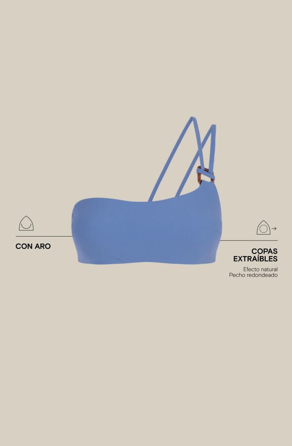 Women'secret Top bikini asim&eacute;trico azul azul