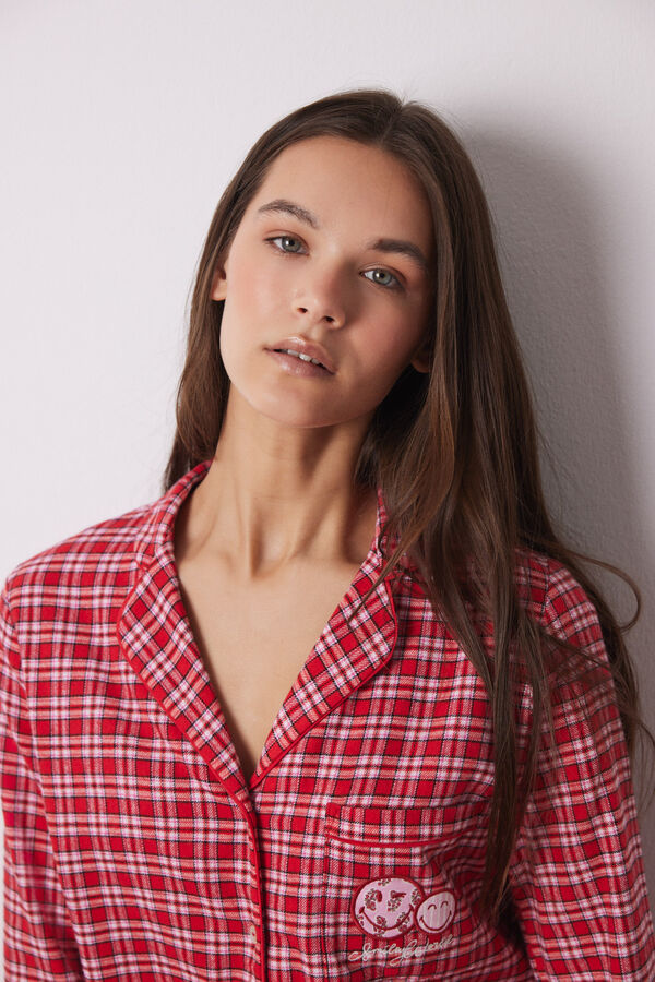 Women'secret Pijama camisero franela 100% algod&oacute;n cuadros estampado