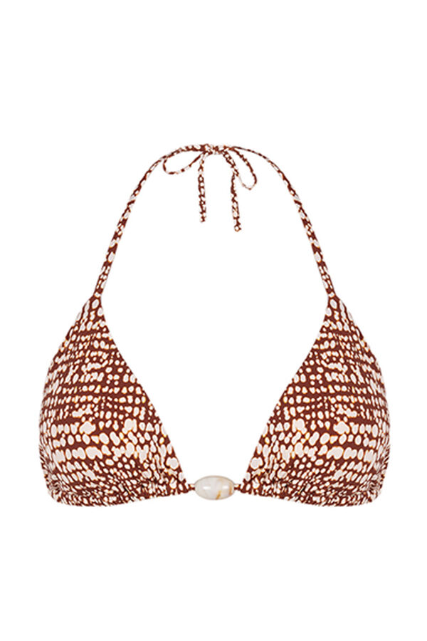 Women'secret Top bikini triangular estampado marr&oacute;n estampado