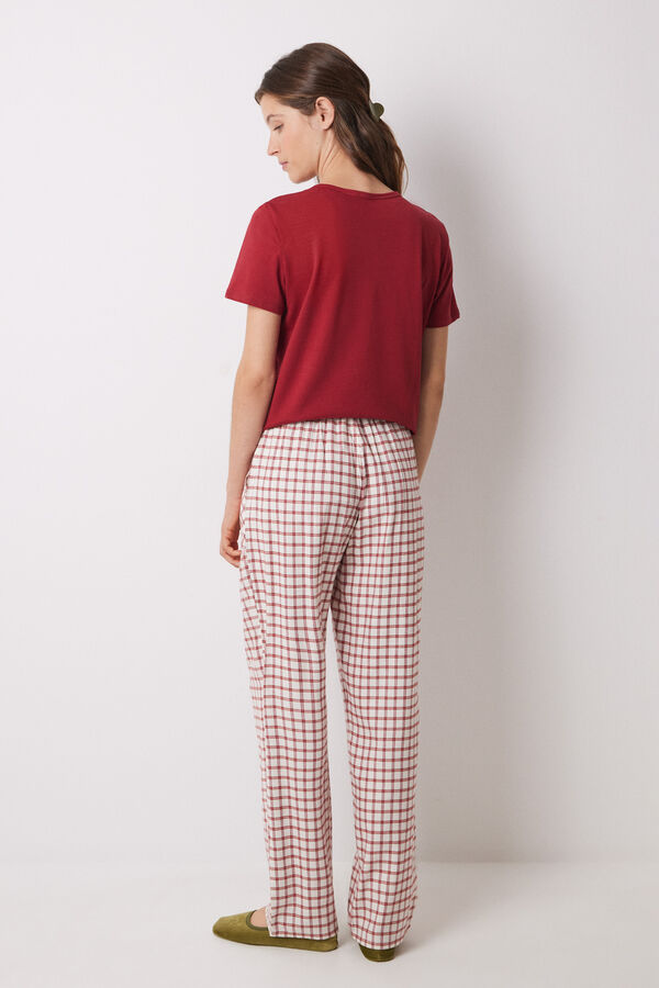 Women'secret Calças pijama xadrez algodão vermelho estampado
