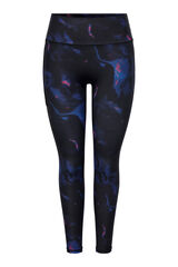 Only Play Legging cintura alta, com bolso lateral preto e desenho multicolor preto