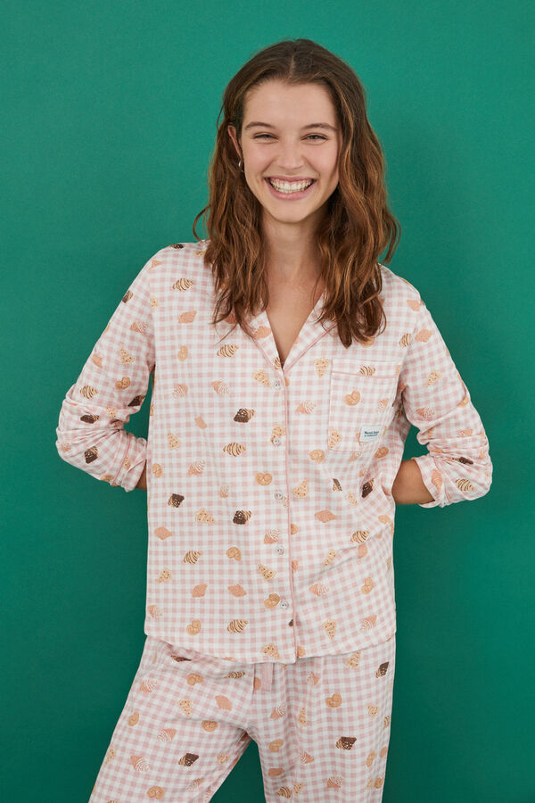 Women'secret Pijama camiseiro 100% algod&atilde;o Manolo Bakes rosa