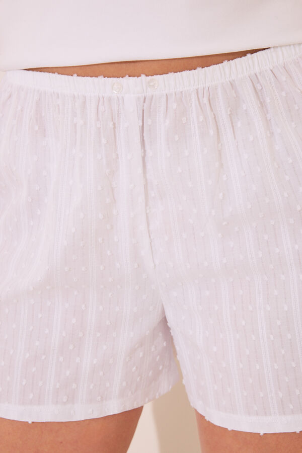 Women'secret Pijama de algod&atilde;o branco com al&ccedil;a branco