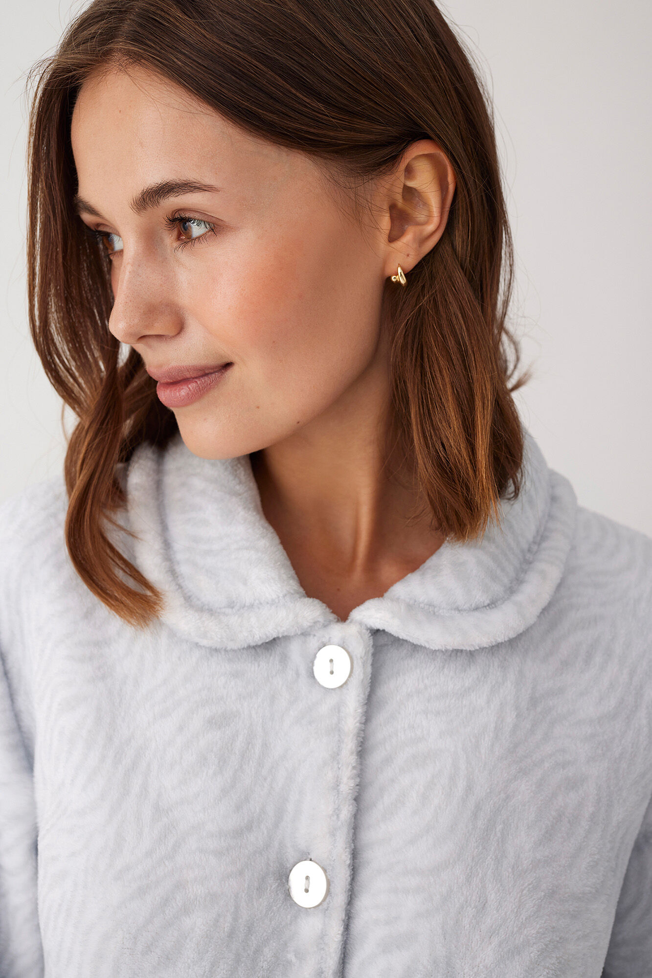 Promise Bata botones midi tejido peludo