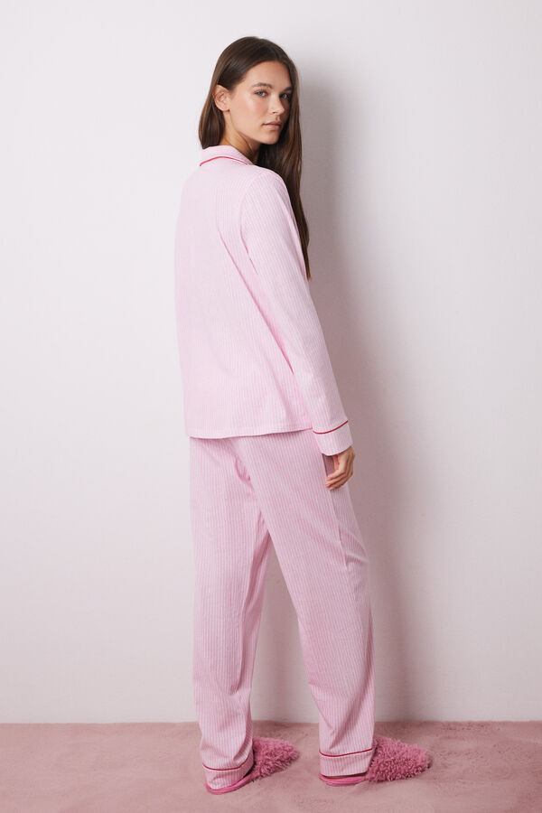 Women'secret Pijama camiseiro 100% algod&atilde;o riscas  rosa