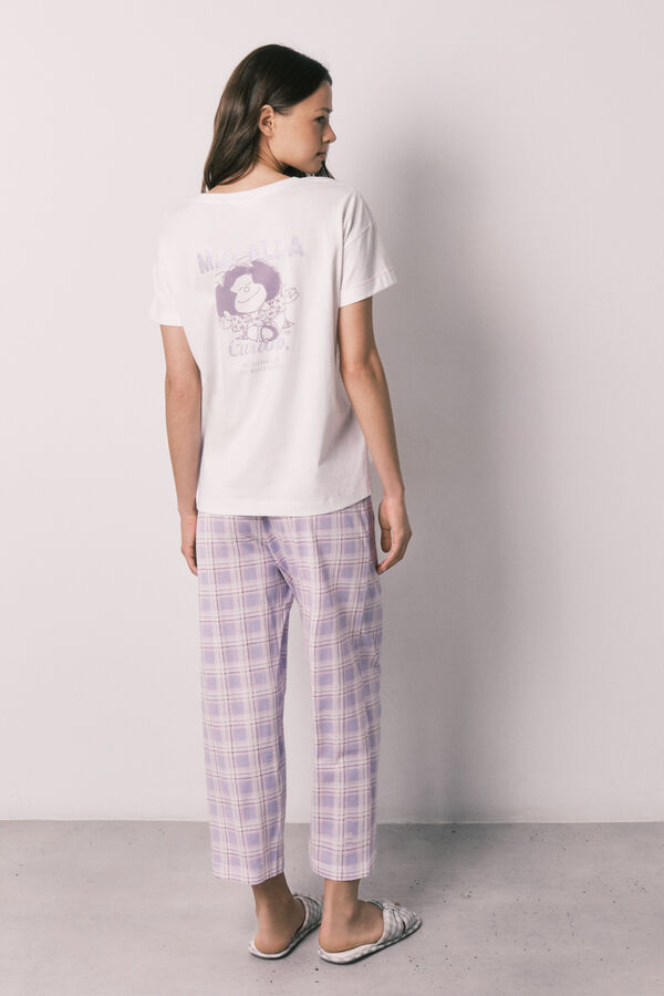 Women'secret Pijama comprido em algod&atilde;o Mafalda aos quadrados estampado