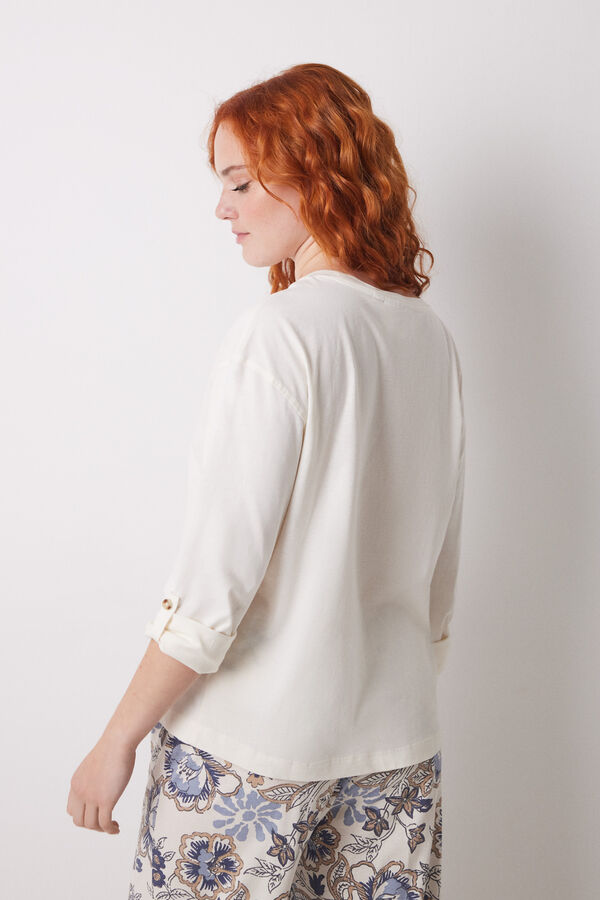 Women'secret Camiseta manga larga 100% algod&oacute;n Snoopy marfil