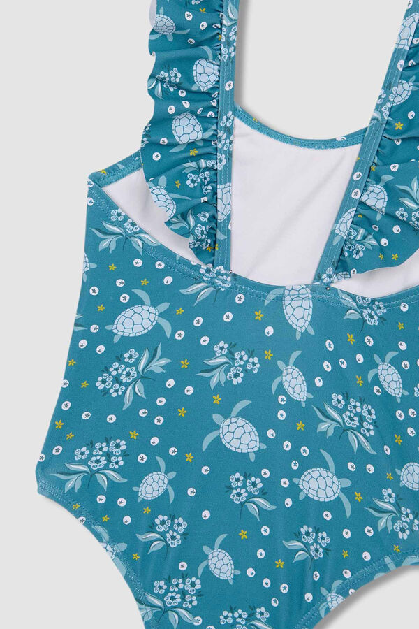 Gocco Fato de banho estampado tartarugas turquesa azul