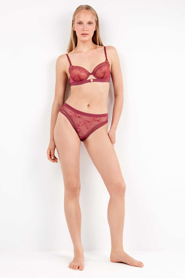 Gisela Soutien de capacidade em tecido de renda vermelho