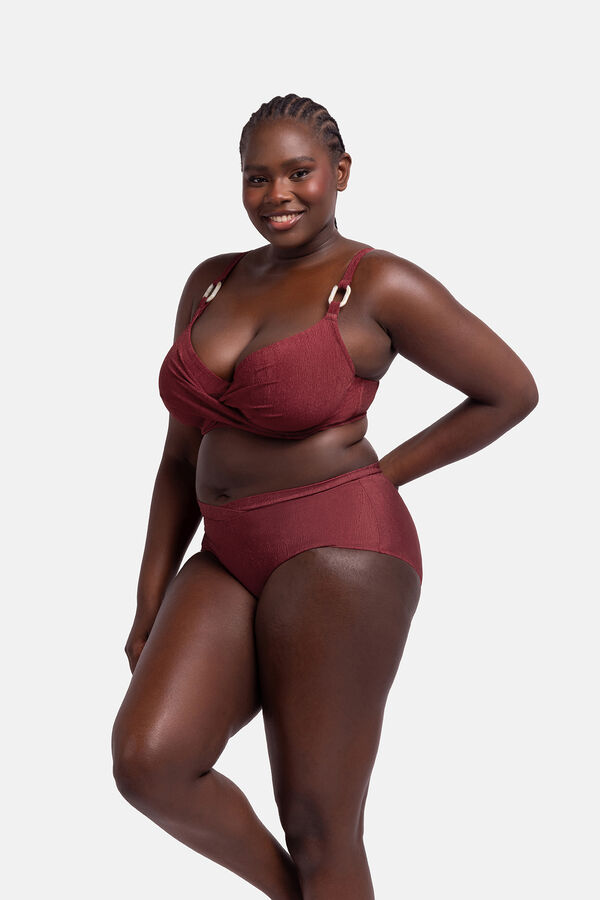 Dorina Calcinha alta vermelha estampado