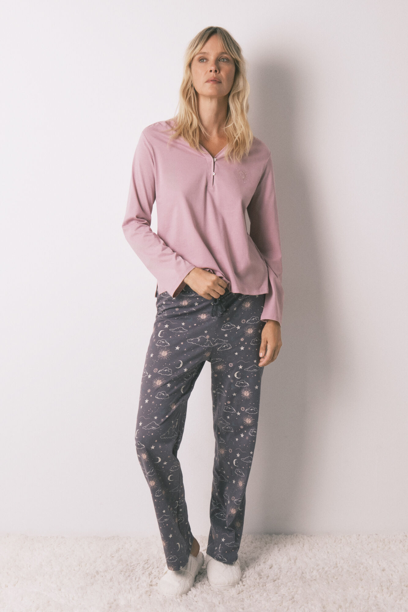 Women'secret Pantal&oacute;n largo 100% algod&oacute;n estampado astral