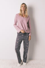 Women'secret Pantal&oacute;n largo 100% algod&oacute;n estampado astral gris