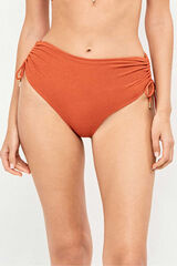 Gisela Braga bikini alta tejido piqu&eacute; lurex dorado naranja
