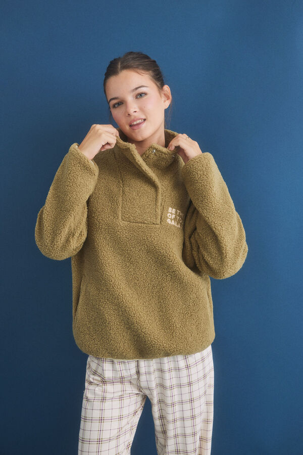 HI&BYE Sweatshirt cropped c&aacute;qui borrego bege