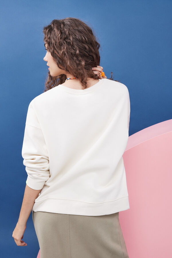 HI&BYE Sweatshirt felpa branca logo manga bege