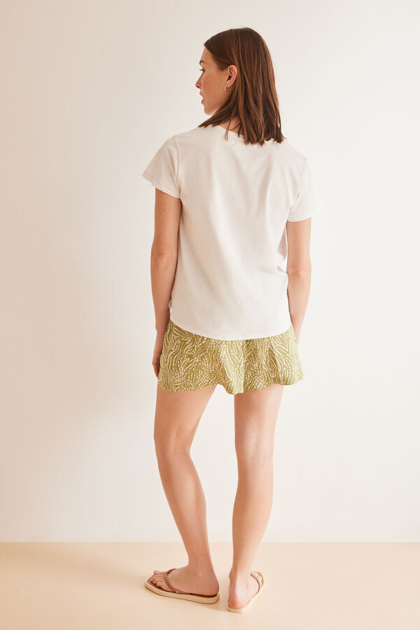 Women'secret Pantal&oacute;n corto verde estampado &eacute;tnico  estampado