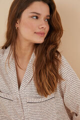 Women'secret Pijama camisero sat&eacute;n rombos blanco