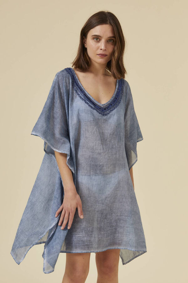 Textura T&Uacute;NICA ALGOD&Oacute;N DETALLE CUELLO azul