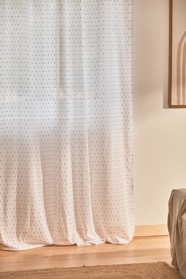 Calma House Cortina de algod&oacute;n con topos multicolor Plumeti estampado