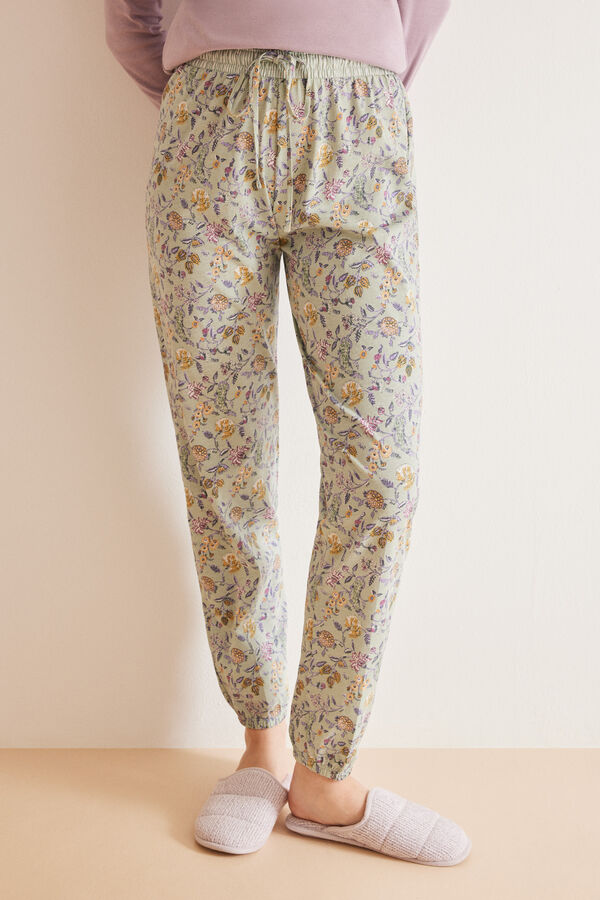 Women'secret Pantal&oacute;n pijama largo 100% algod&oacute;n skinny flores estampado