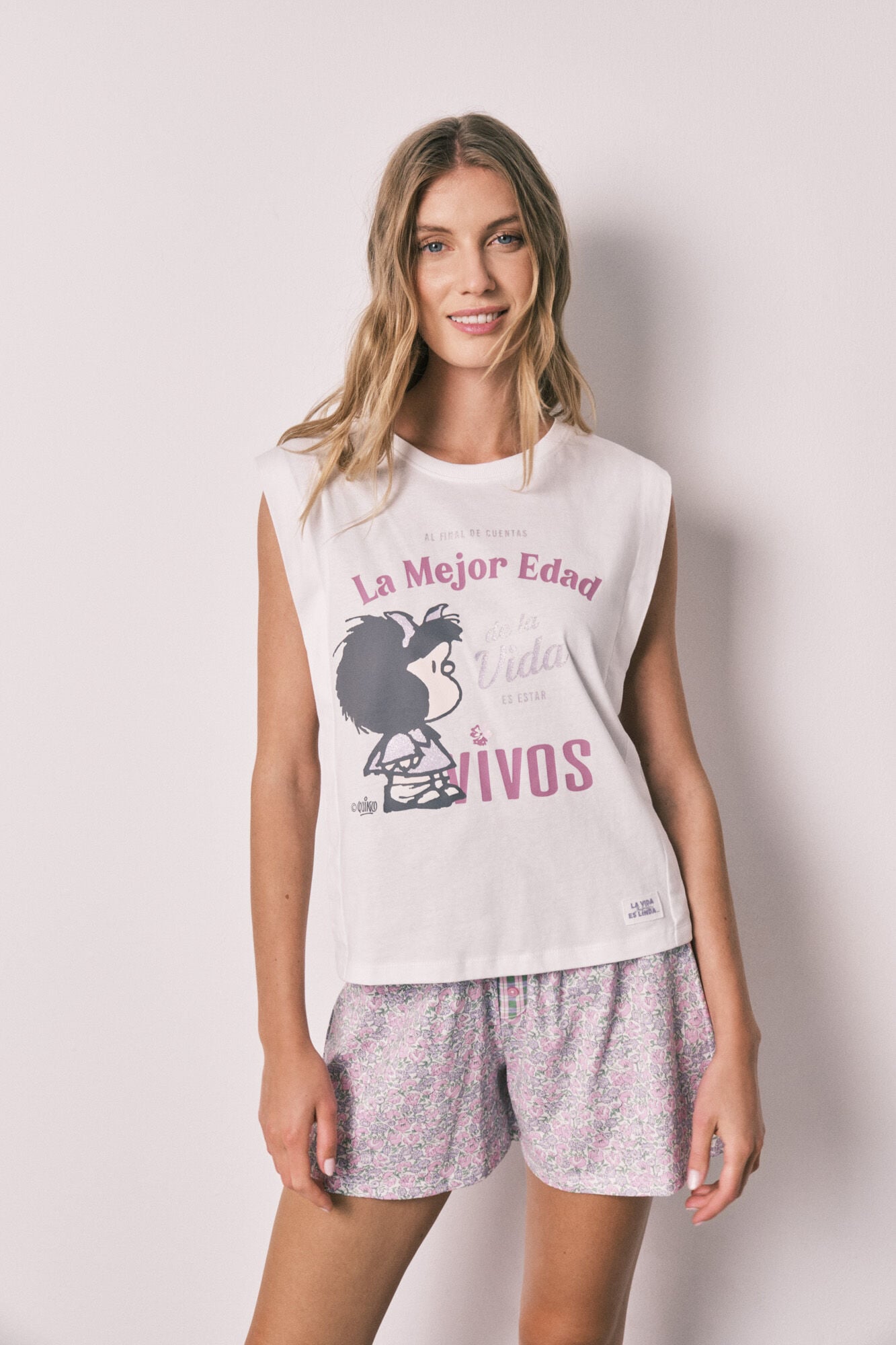 Women'secret Pijama curto em algod&atilde;o Mafalda