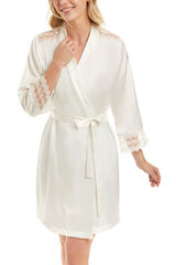 Ivette Bridal Robe curto de cetim Grace bege