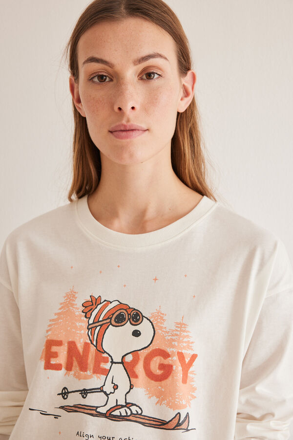 Women'secret Pijama 100% algod&oacute;n Snoopy legging marfil