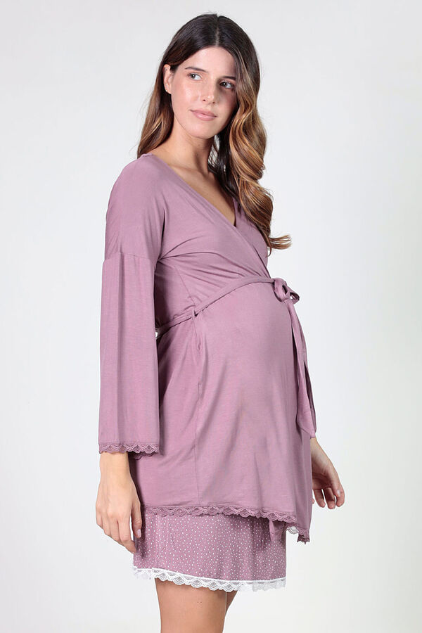 Ohma! Bata premama con detalles de blonda morado/lila
