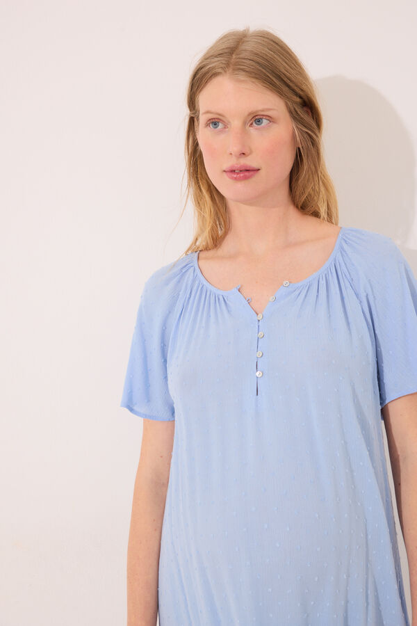 Women'secret Camisola de dormir curta "maternity" em viscose azul azul