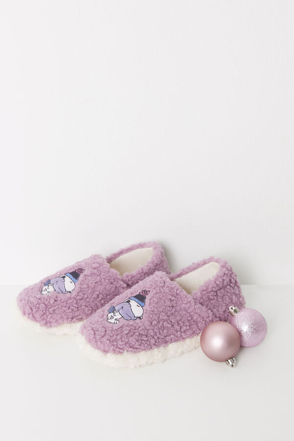 Women'secret Zapatillas casa borreguito Snoopy morado/lila