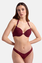 Dorina Parte de baixo do biquíni brasileiro vermelho estampado