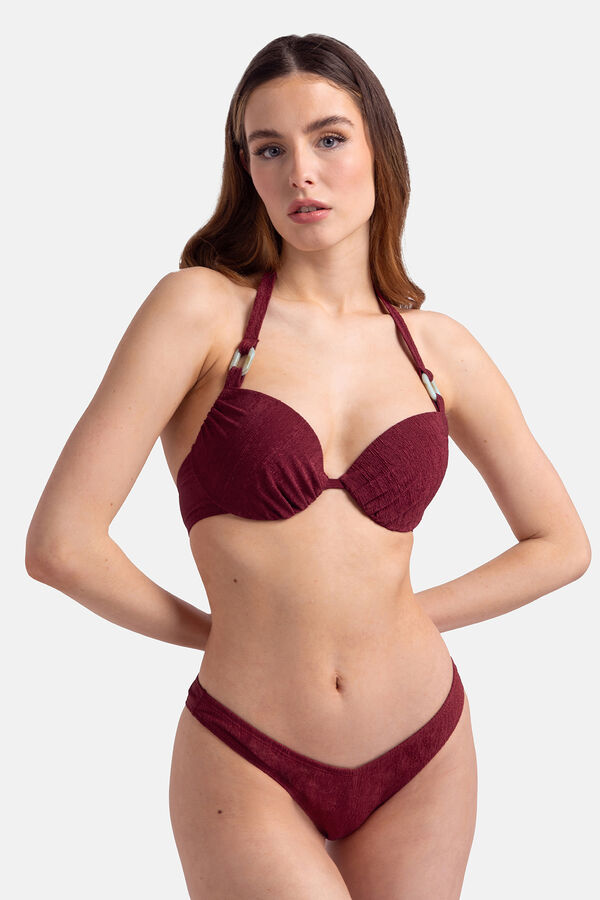 Dorina Parte de baixo do biquíni brasileiro vermelho estampado