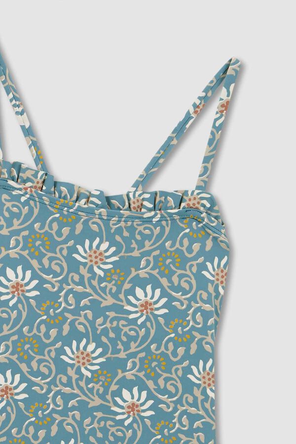 Gocco Fato de banho com estampado floral azul-claro azul