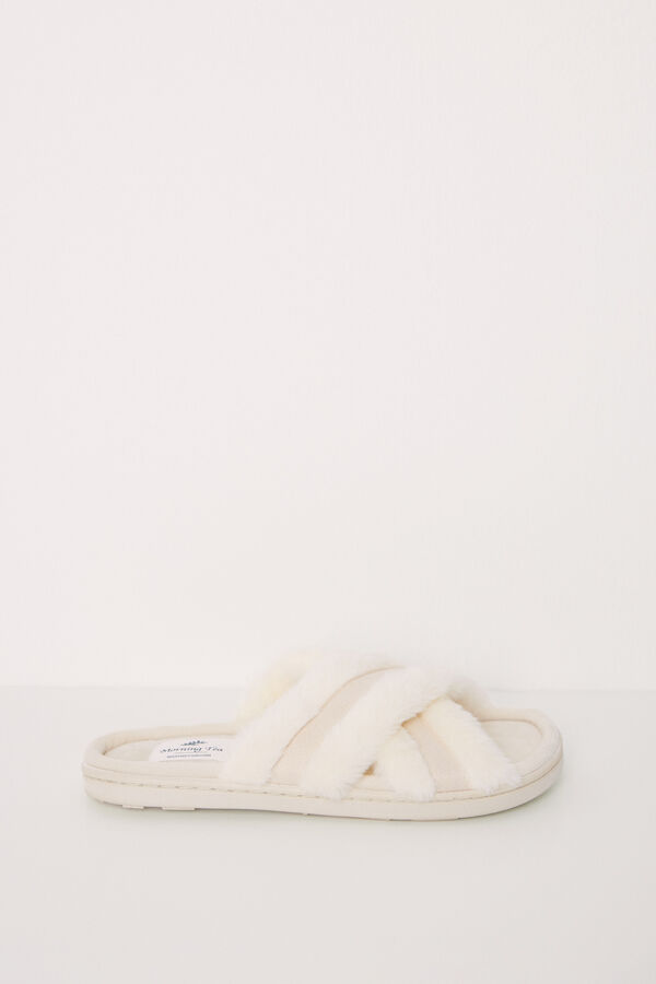 Women'secret Chinelos acolchoados bege cinzento