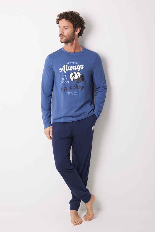 Women'secret Pijama largo hombre 100% algod&oacute;n Felix azul