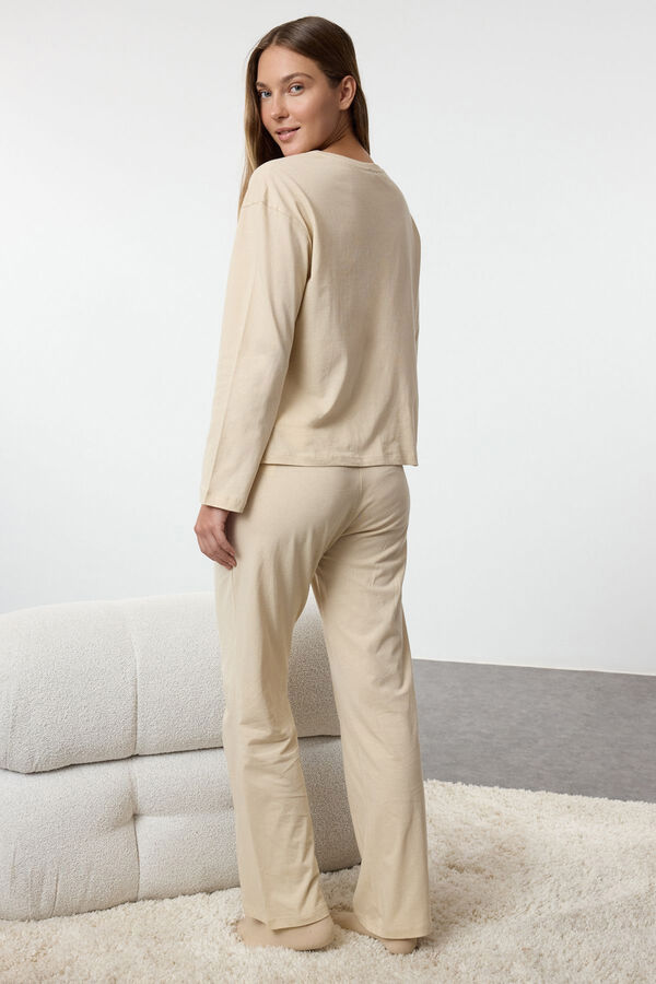 Trendyol Conjunto pijama galletas Navidad 100% algod&oacute;n beige