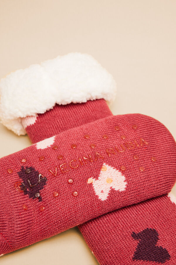 Women'secret Calcetines borreguito tricot La Vecina Rubia burdeos