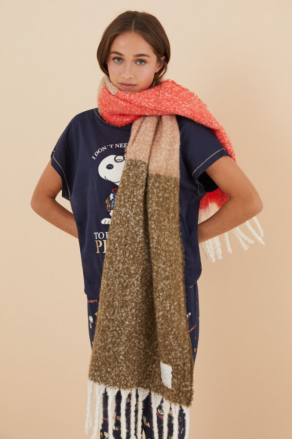 Women'secret Bufanda efecto mohair multicolor kaki