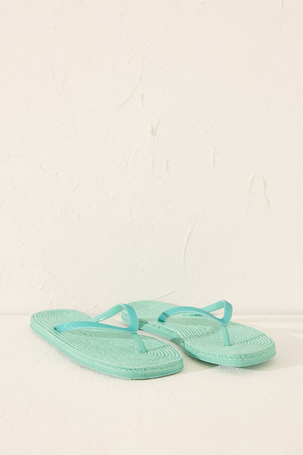 Women'secret Chinelo esparto verde bico quadrado estampado