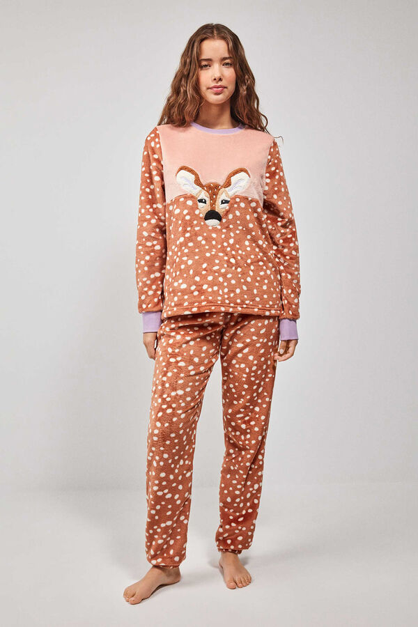 Gisela Pijama largo estampado animal print blanco