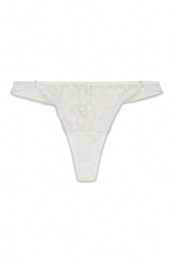 Women'secret Tanga encaje blanco lurex blanco