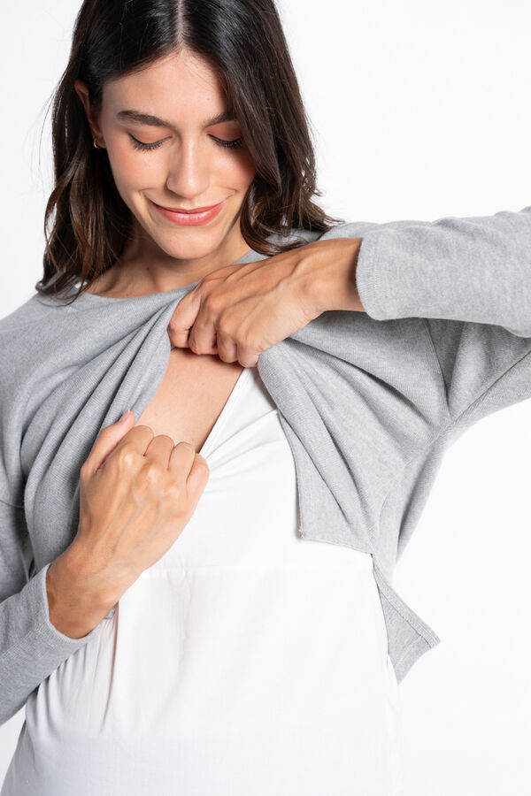 Ohma! Su&eacute;ter premam&aacute; con camisa falsa gris