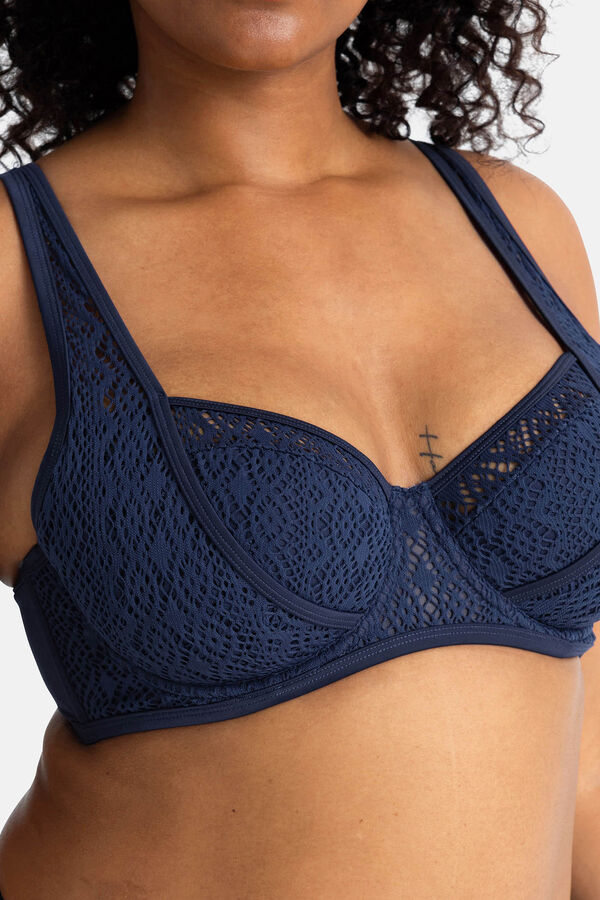 Dorina Top de bikini de ganchillo con relleno fino Kumasi azul