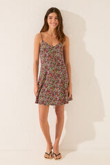 Women'secret Vestido curto de viscose mini-flor preto