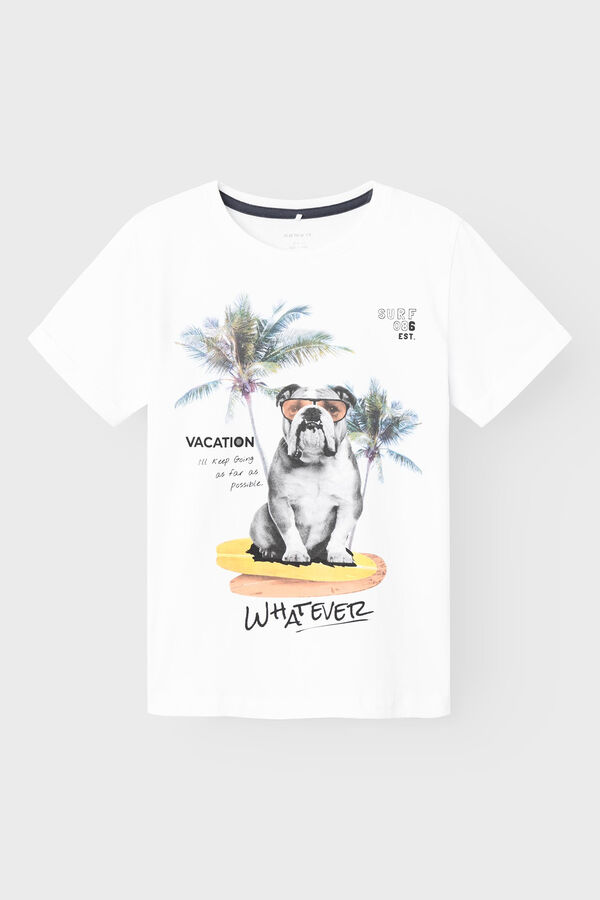 Name it T-shirt manga curta menino print surfista branco