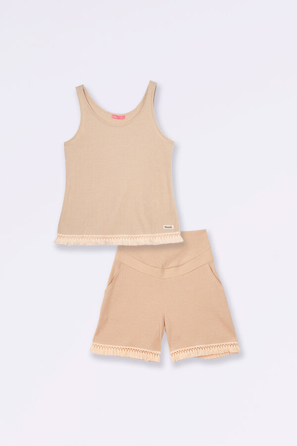 Ohma! Pack home premamá de estructura con flecos beige