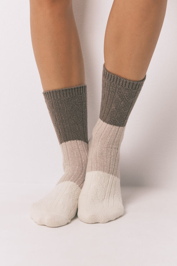 Women'secret Calcetines largos textura mix beige beige