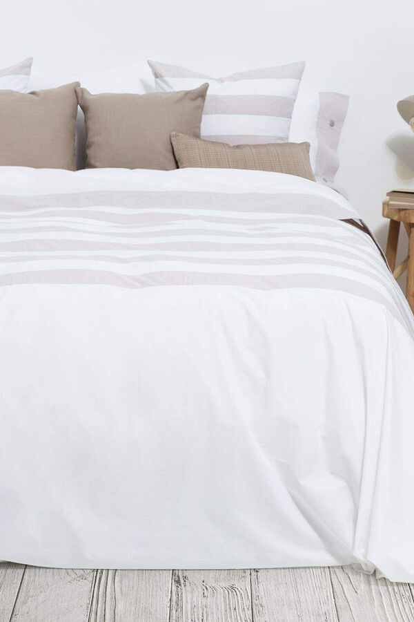 Textura S&aacute;bana algod&oacute;n percal combinaci&oacute;n tejidos. Cama 180-200cm. blanco