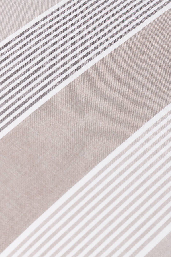 Textura Set 2 fundas de almohada algod&oacute;n percal rayas tejidas. Cama 150-160cm. beige
